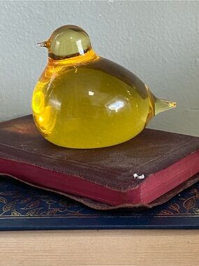 Oiva Toikka signed Handblown Yellow Glass Bird Figurine Little Tern Snow Bunting